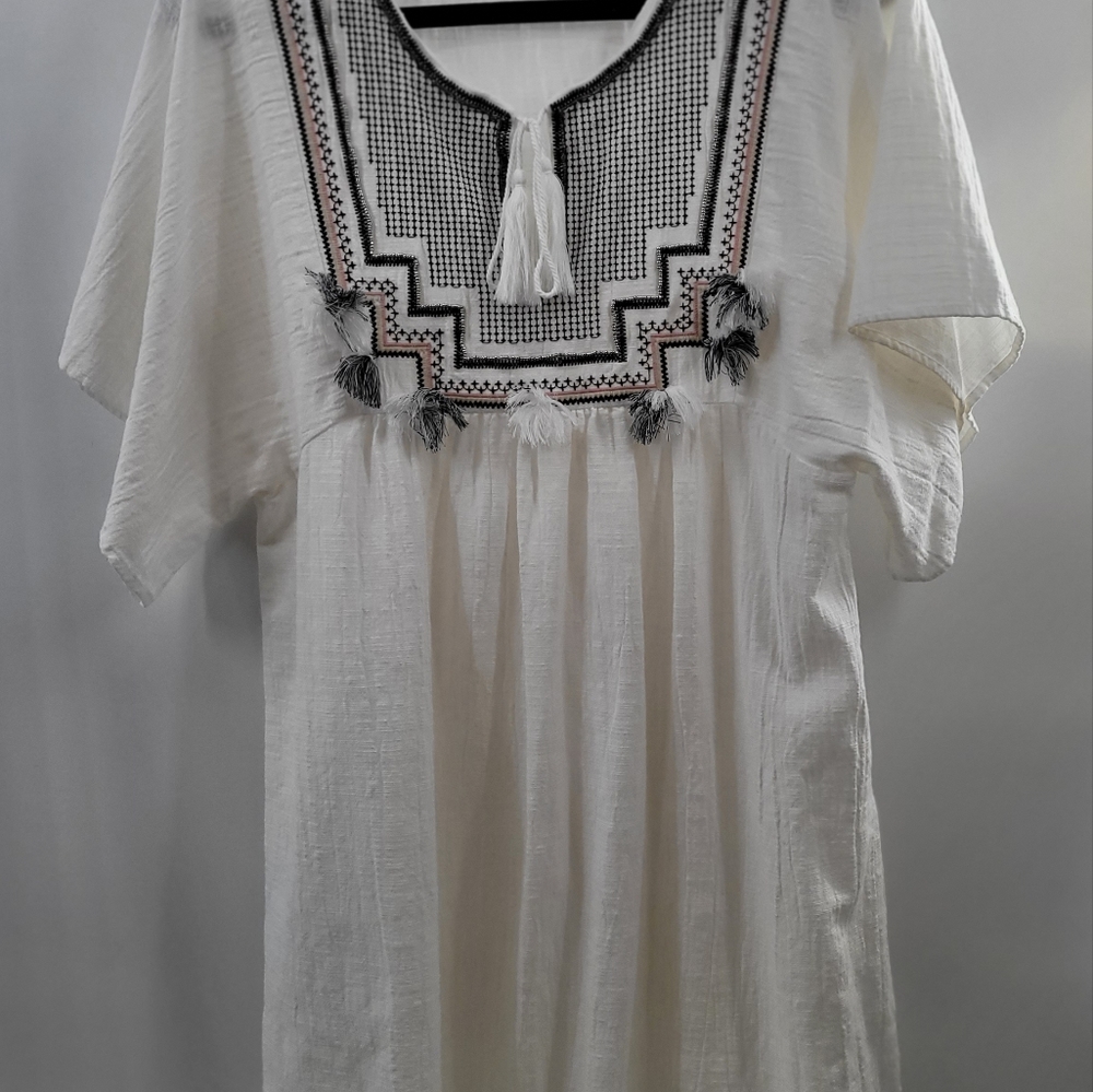 J Crew Size L Tunic Boho Embroidered Easy Breezy Style